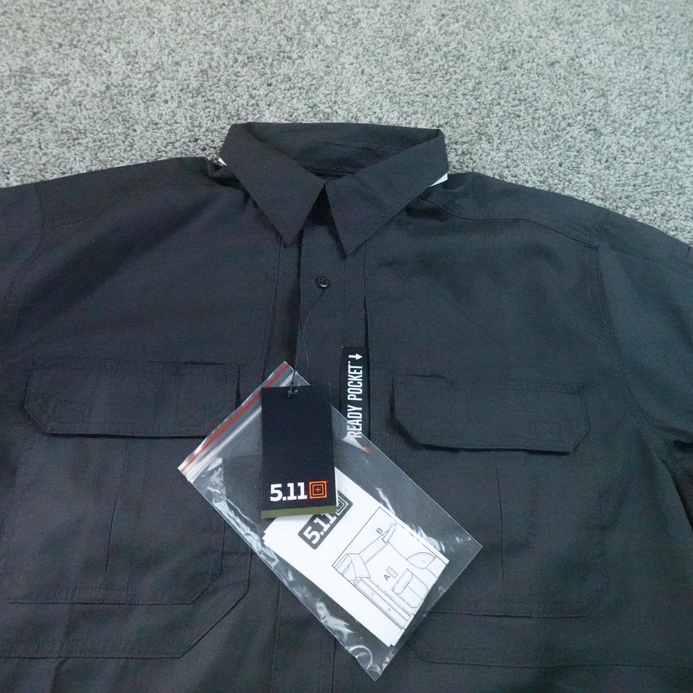 NEW 5.11 Tactical Shirt‎ Mens L Gray Taclite Pro Short Sleeve Button Up Uniform